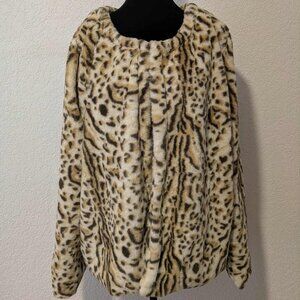 NWT Lucky & Blessed Faux Fur Leopard Coat – Plus Size 3XL Statement Jacket